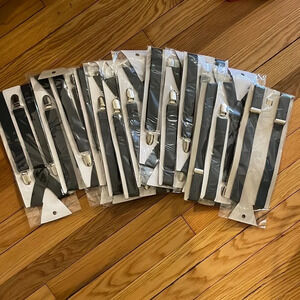 Set of 12 Elastic Adjustable Y Back Suspenders Dark Grey NWT